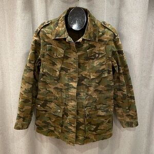 Banana Republic Men’s Army Camo 4 Pocket Jacket Medium Button Down Military Coat